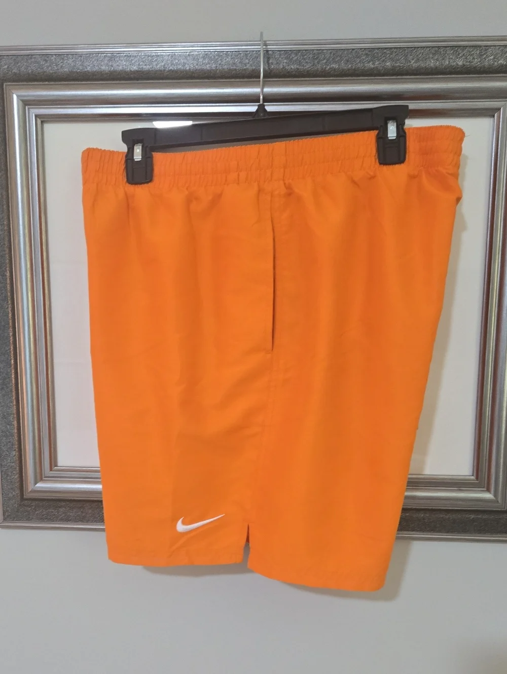 Nike Men’s Bright Orange Athletic Shorts with White Swoosh